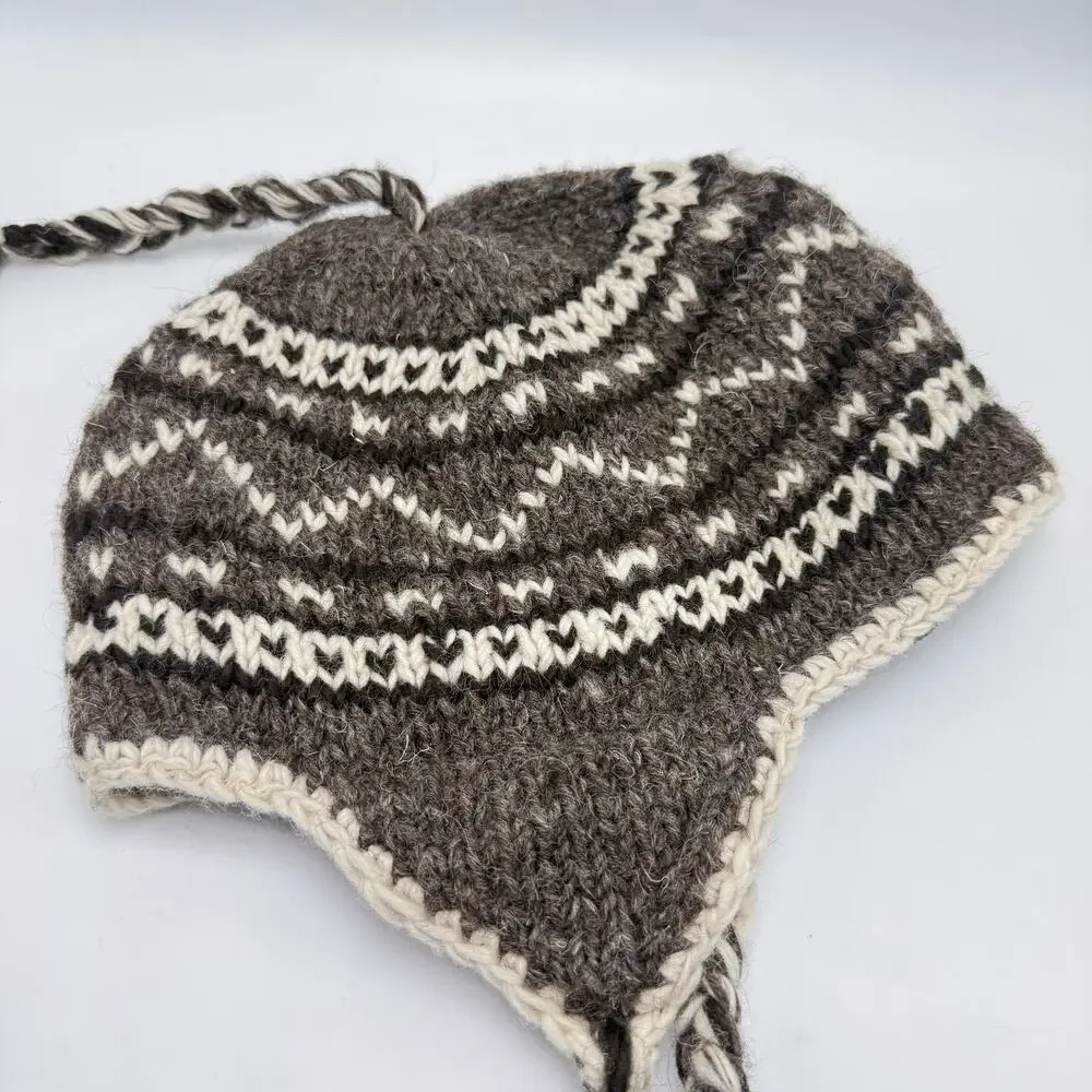 Nepalese Wool Sherpa Hat Earflap Toque Beanie Toboggan Winter Stocking Cap Nepal